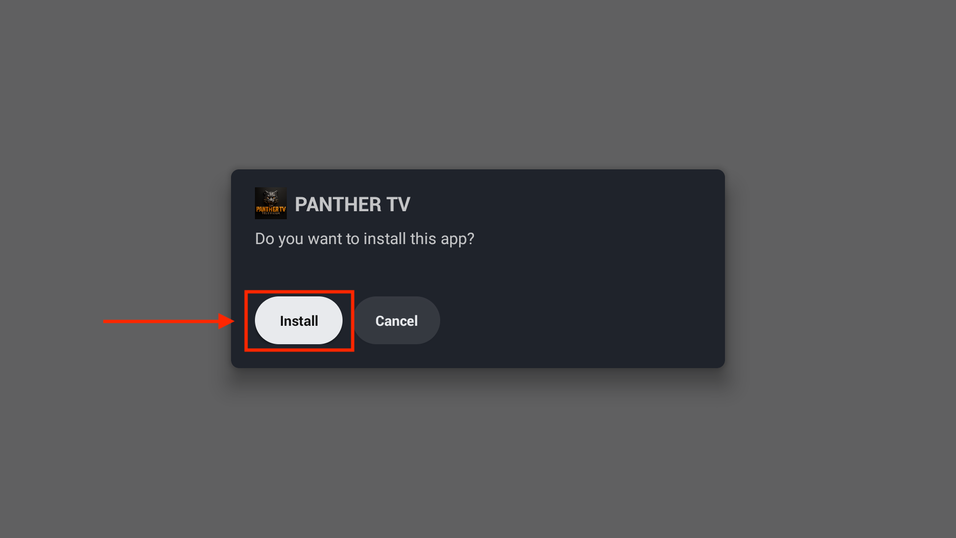 Prozor sa pitanjem da li instalirati aplikaciju i dugmetom Install.