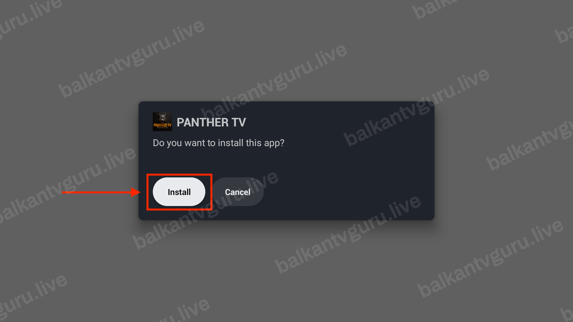 Prozor sa pitanjem da li instalirati aplikaciju i dugmetom Install.