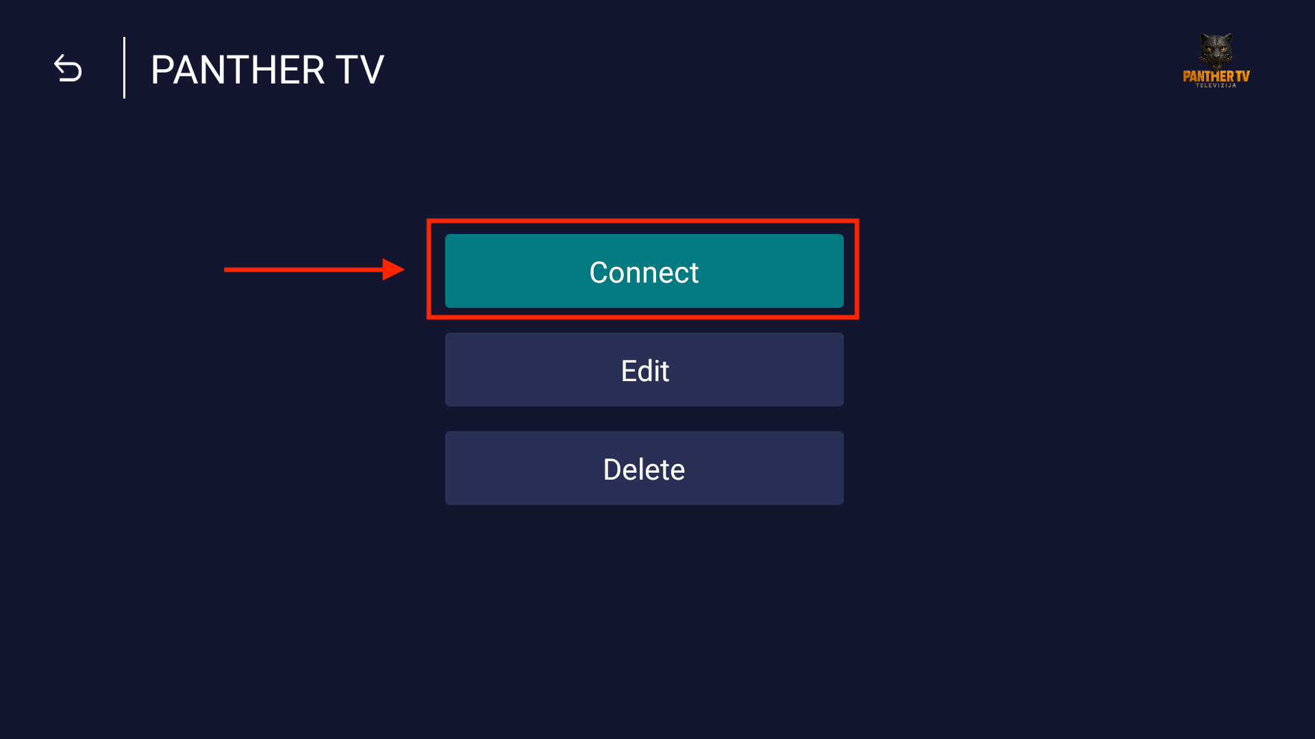 Meni liste sa označenom opcijom Connect.
